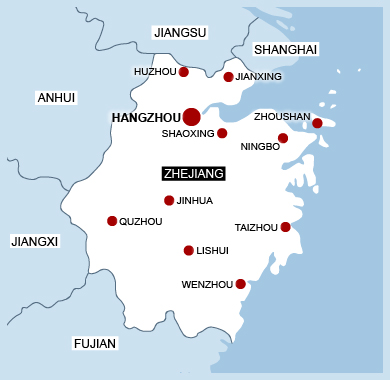 map of Zhejiang province