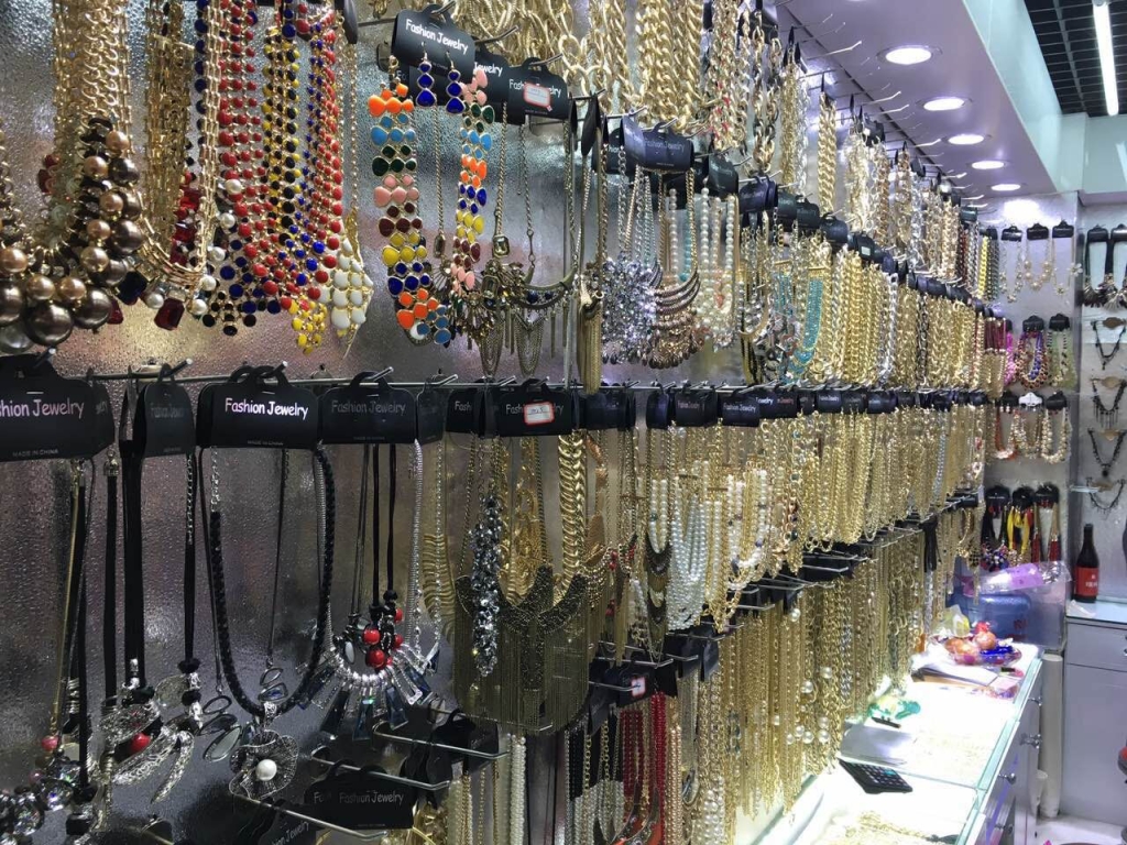 Jewelry products booth in Yiwu wholesale market