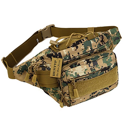Huntvp Military Fanny Pack Tactical Waist Bag Pack Water-resistant Hip Belt Bag Pouch for Hiking Climbing Outdoor Bumbag