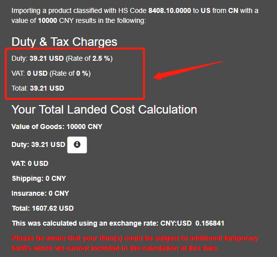 import duty calculator in usa 2