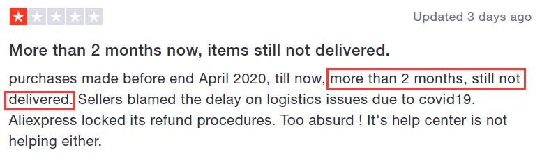 Aliexpress shipping delay in Covid 19