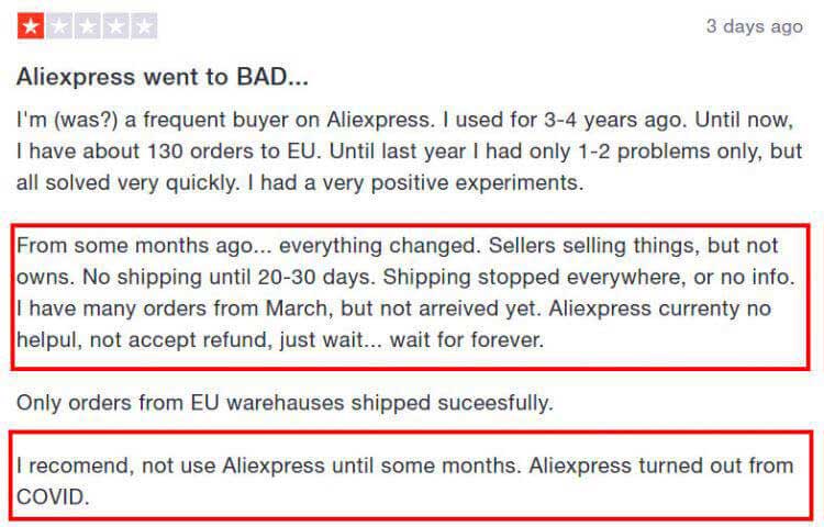 COVID affect the Aliexpress