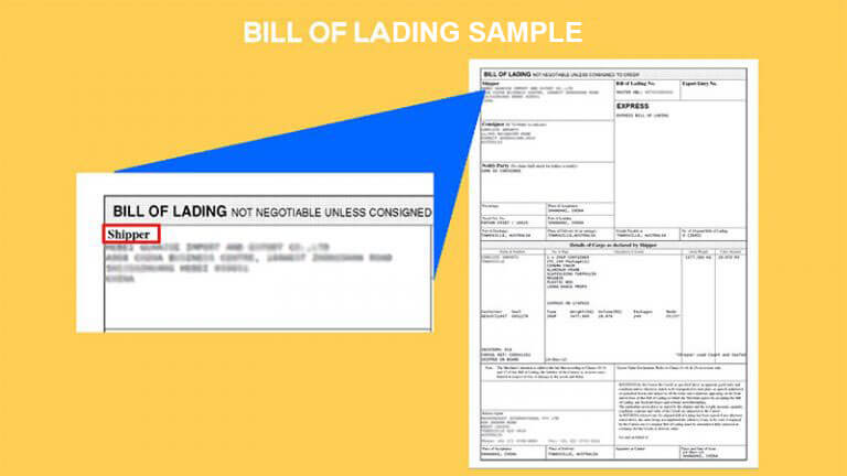 bill of lading sample