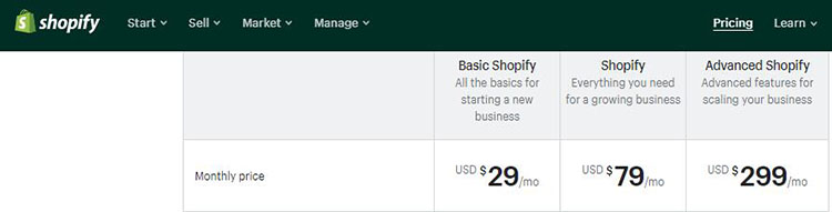 shopify price plan