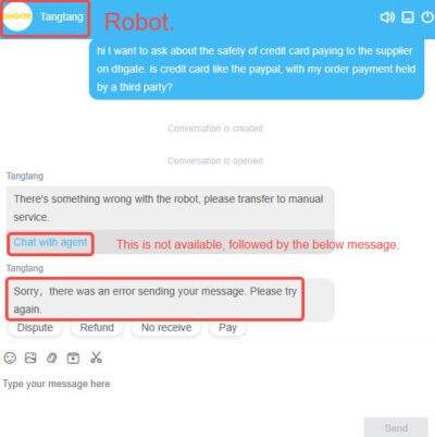 hard to live chat with dhgate seller