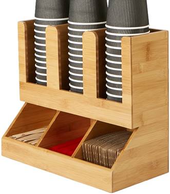 Wooden disposable cup organizer