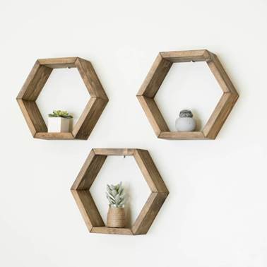 Decorative hexagon wooden shelf 02