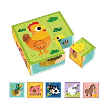 best wooden toys - Farm Cube Puzzle