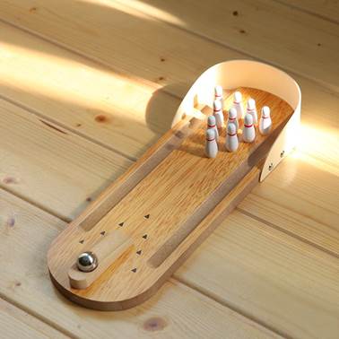 Mini wooden bowling game