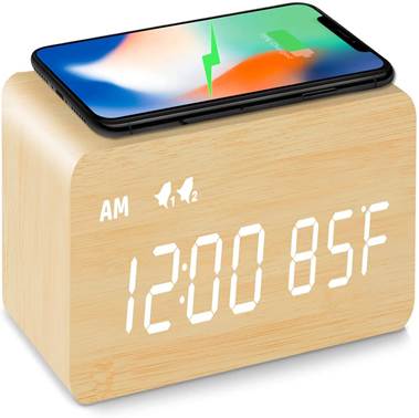 Wooden wireless alarm clock