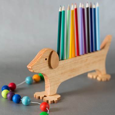 Animal shaped wooden pencil holder