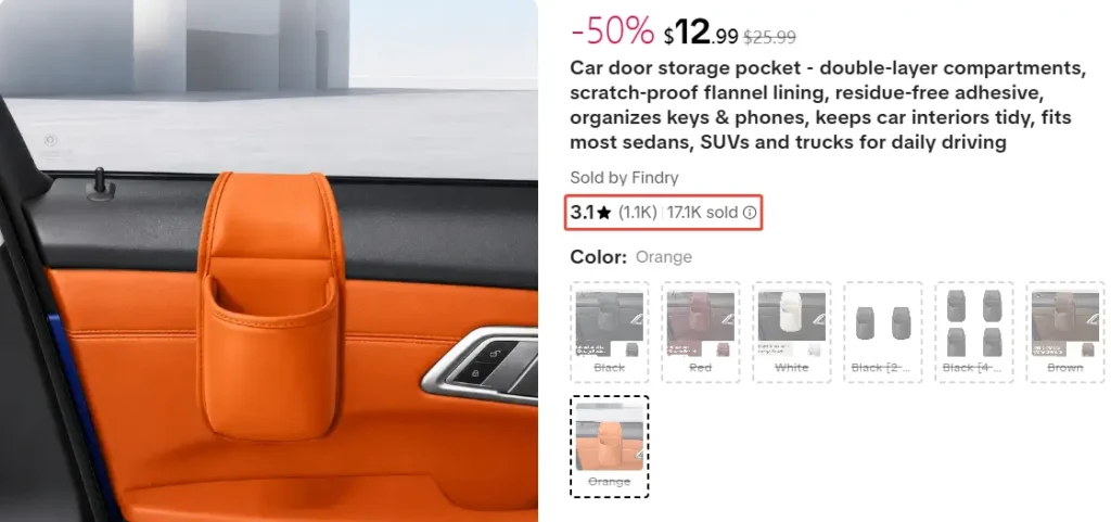 tiktok car door storage pocket