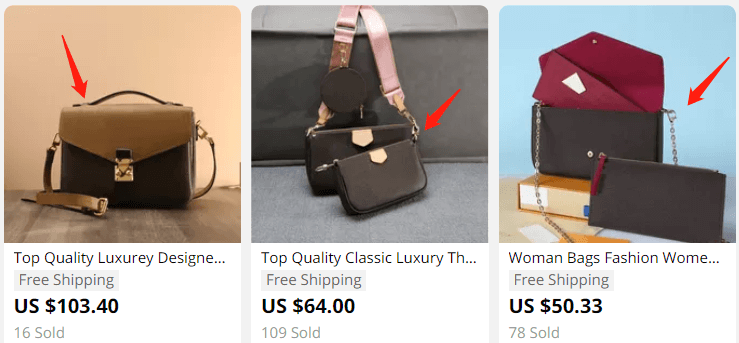 Fake designer bags on AliExpress