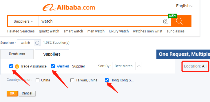 Find suppliers on Alibaba Step 2
