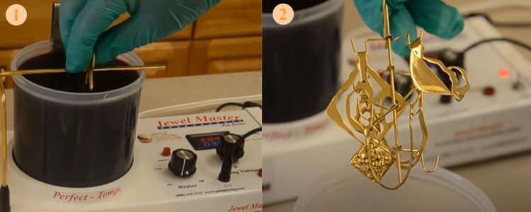 Gold electroplating on jewelry