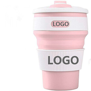 coffee silicone, foldable cup with screen-printed logo