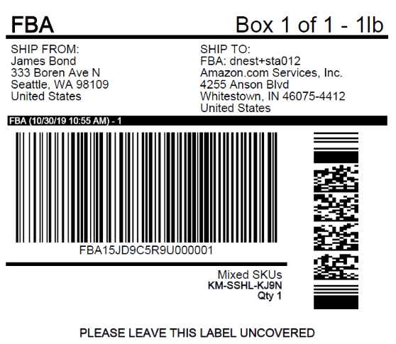 FBA Shipping Label