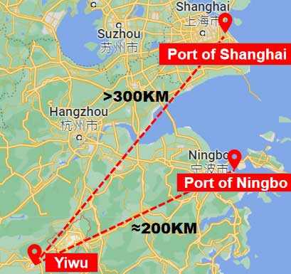the map of FOB shipping from China