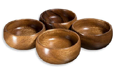 Acacia Wood Calabash Bowls Set
