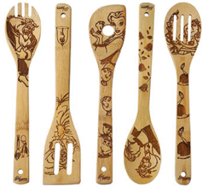 Beauty and the Beast Burned Wooden Utensil Gift Set