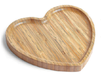 Customize Heart Shape Bamboo Wedding Serving Tray