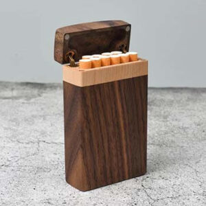2 Portable wooden cigarette case