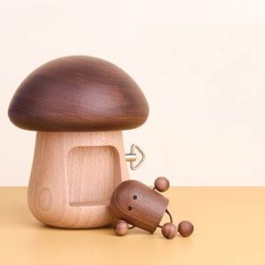 Mushroom-shaped wooden music box 02