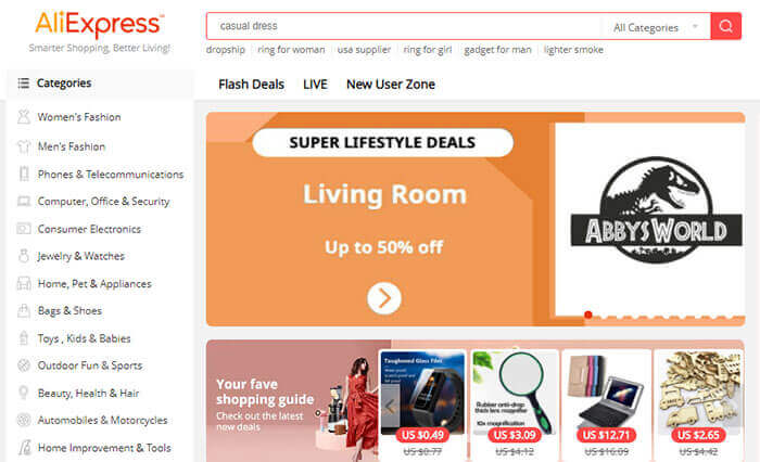 Aliexpress homepage