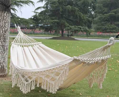 Cotton hammock for outdoor use