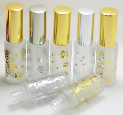 Gold hot stamping on perfume bottles