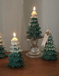 Lit Christmas tree candles