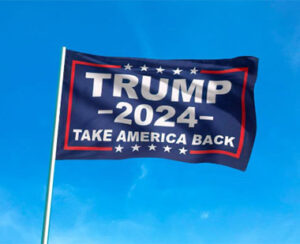 trump flag with slogan