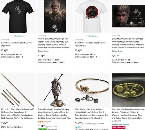 Amazon unlicensed Wukong merch