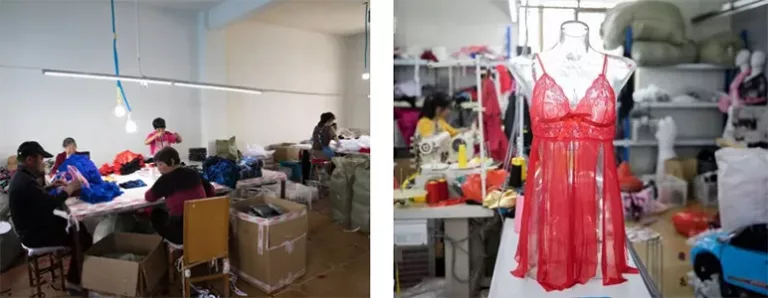 Workers in Guanyun process sexy lingerie