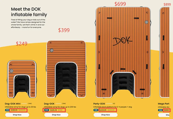 Precio de la tabla hinchable Dok