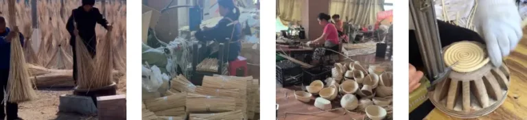 The making process of a wooden woven strip bowl for sourdough