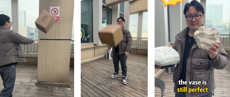 Conduct a drop test of foam bags