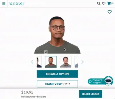 Zenni Optical virtual try on feature