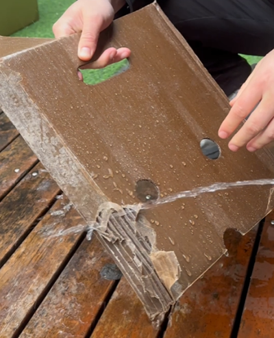 waterproof corrugated carton test