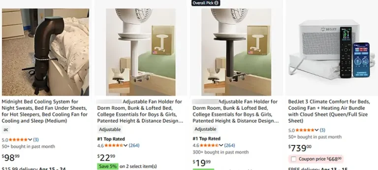 Pure cooling fan products for beds on Amazon