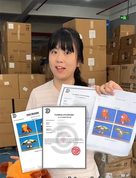 Jingsourcing agent holding the CE documentation and quality inspection report