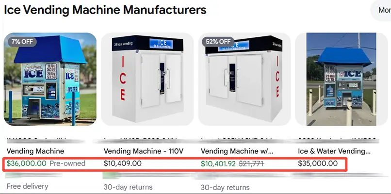 US Ice Vending Machine Prices