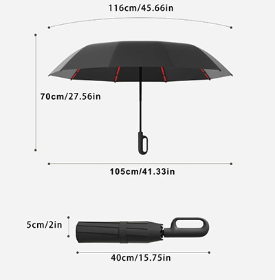 Umbrella Handle with Hanging Ring-size