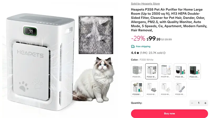 Pet Air Purifier TikTok Product Page